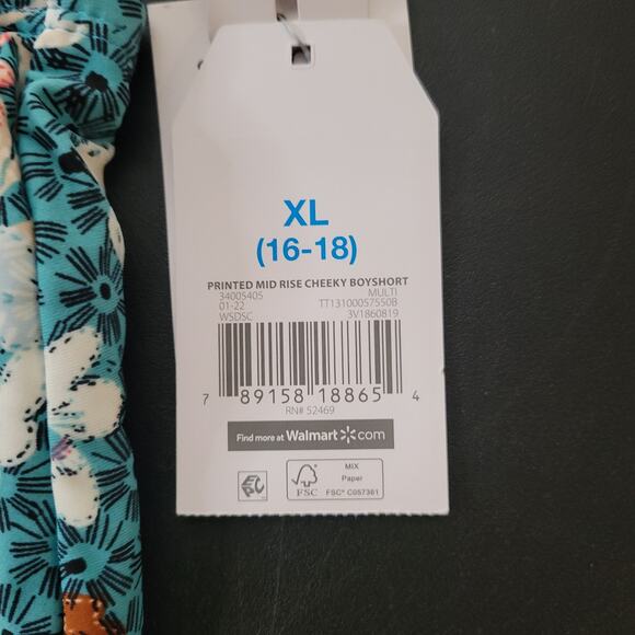 Time and Tru XL Blue Floral Mid Rise Swim Bottoms - Picture 5 of 5